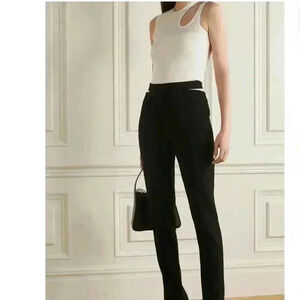 NWT $850 MUGLER Cutout Ribbed-Knit Tank Beige Off White *defect